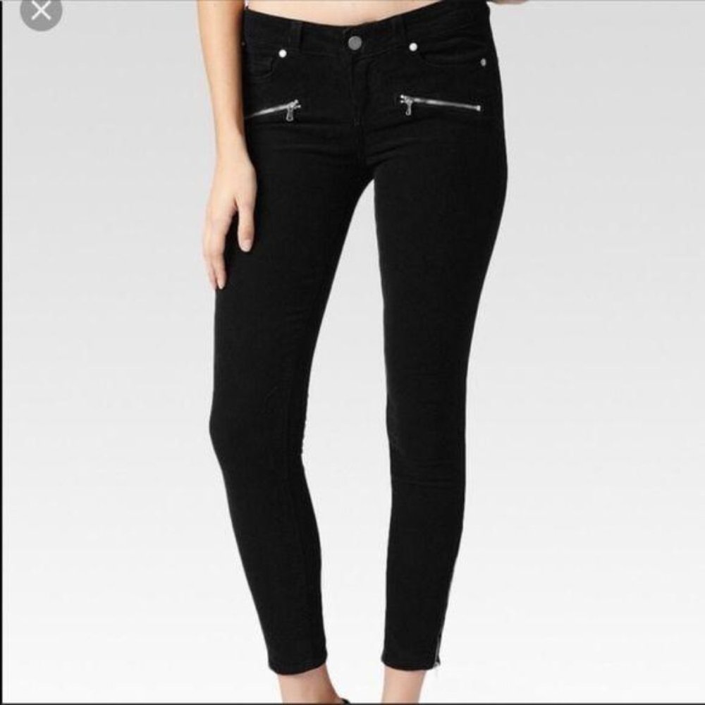 PAIGE Ankle Zipper Black Skinny Jeans